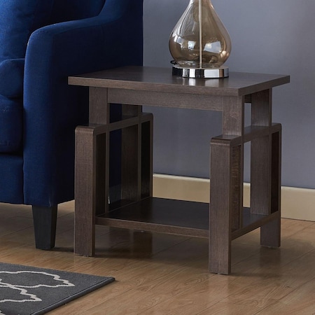 Sintechno 22 x 22 x 19.75 in. Contemporary Shelf End Table, Brown S-ID192627ET